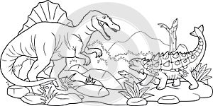 Dino battle, coloring book