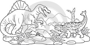 Dino battle, coloring book photo