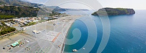 Dino Island, aerial view, island and beach, Praia a Mare, Cosenza Province, Calabria, Italy