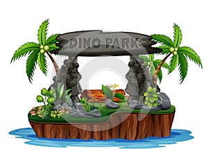 A dino park background on island