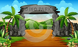 A dino park entrance background