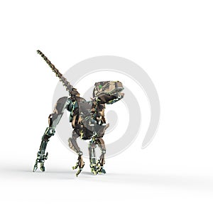 Dino raptor robot is ready to jump