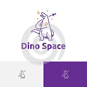 Dino Space Craft Ship T-rex Dinosaur Sky Cool Logo