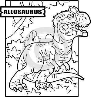 Dinosaur allosaurus, coloring page, outline illustration