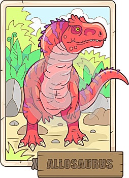 Dinosaur allosaurus, funny illustration