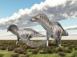 Dinosaur Amargasaurus in a landscape