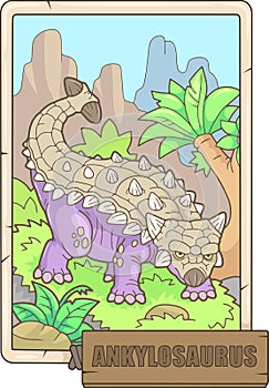 Dinosaur ankylosaurus, funny illustration