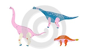 Dinosaur as Prehistoric Creature and Jurassic Predator Vector Set photo
