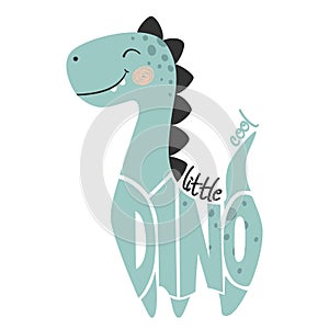 Dinosaur baby boy cute print. Little cool dino slogan and lettering.