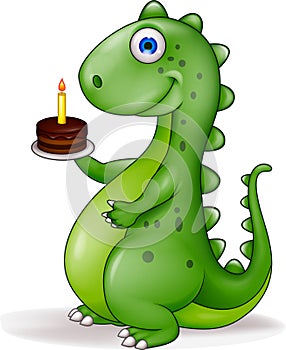 Dinosaur with birthday cake