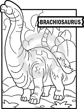 Dinosaur brachiosaurus, coloring page, outline illustration
