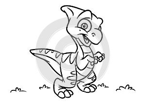 Dinosaur coloring page cartoon Illustrations