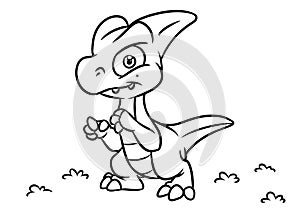 Dinosaur coloring page cartoon Illustrations