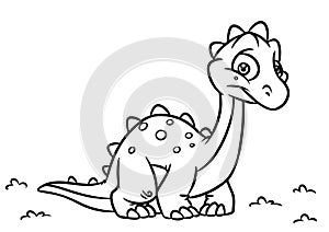 Dinosaur coloring page cartoon Illustrations