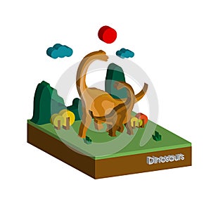 The dinosaur 3D in forest,illustration,vector design