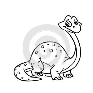 Dinosaur Diplodocus cartoon illustration coloring page