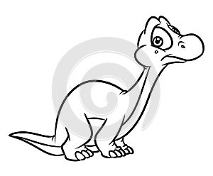 Dinosaur Diplodocus wonder cartoon coloring page