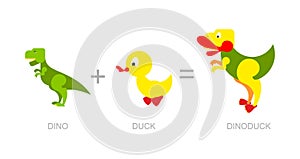 Dinosaur and duck. Dino-Duck - new species of dinosaurs. Cross