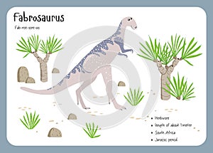 Dinosaur Fact Flash Cards - Dinosaur Names Corresponding to the English Alphabet. Vector illustration. Herbivore set. Dinosaur