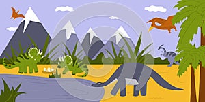 Dinosaur Flat Cartoon Illustration