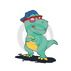 Dinosaur with glasses and hat