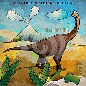 Dinosaur in the habitat. Vector Illustration Of Brachiosaur