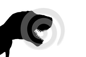 Dinosaur head silhouette view and white background