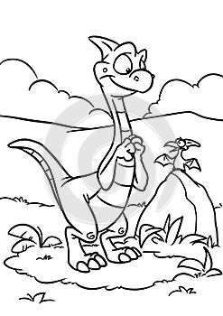 Dinosaur herbivore talking pterodactyl illustration cartoon coloring photo