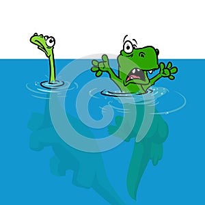 Dinosaur hypothesis flood cartoon illustration photo
