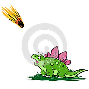 Dinosaur hypothesis meteorite cartoon illustration photo