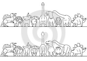 Dinosaur line art border