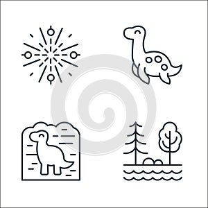 dinosaur line icons. linear set. quality vector line set such as trees, archaeology, plesiosaur