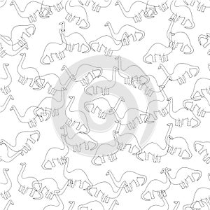 Dinosaur monochrome seamless pattern. Reptilia animal object isolated for web, for print, for fabric print photo