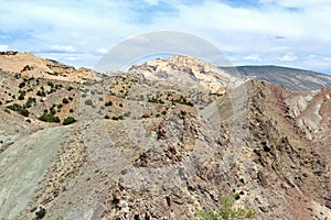 Dinosaur National Park, Tilted Rock Layers at the Bone Quarry Site, Utah, USA