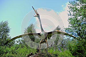 Dinosaur park in Leba, Poland. Life size dinosaur models