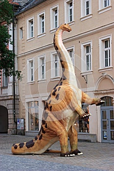 Dinosaur in the picturesque old town