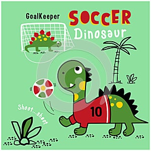 Dinosaur playing soccer funny animal cartoon