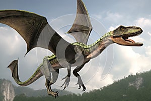 Dinosaur pterodactyl flying. Generate Ai