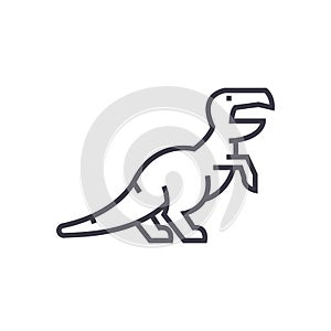 Dinosaur,raptor,tyrannosaurus vector line icon, sign, illustration on background, editable strokes