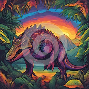 A dinosaur with scales that refract light