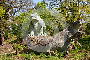 Dinosaur sculptures in Crystal Palace, London