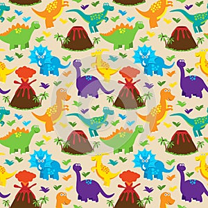 Dinosaur Seamless Tileable Vector Background Pattern