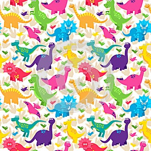 Dinosaur Seamless Tileable Vector Background Pattern