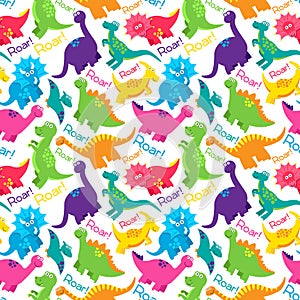 Dinosaur Seamless Tileable Vector Background Pattern