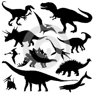 Dinosaur silhouettes set.