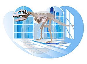 Dinosaur Skeleton in Anthropological Museum Vector