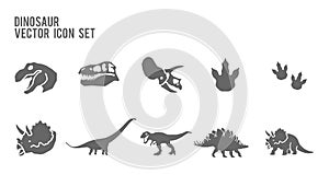 Dinosaur Skeleton Fossil Vector Icon Set