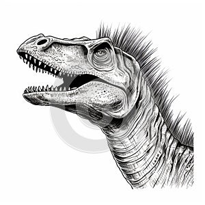 Dinosaur Sketch, Hand Drawn Sketched Dicraeosaurus Dino , Engraving Dinosaurs, Ink Jurassic Monster