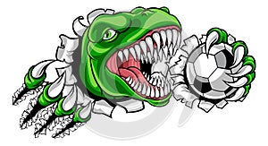 Dinosaur Soccer Football Player Sports Mascot