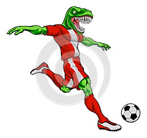 Dinosaur Soccer Football Player Sports Mascot